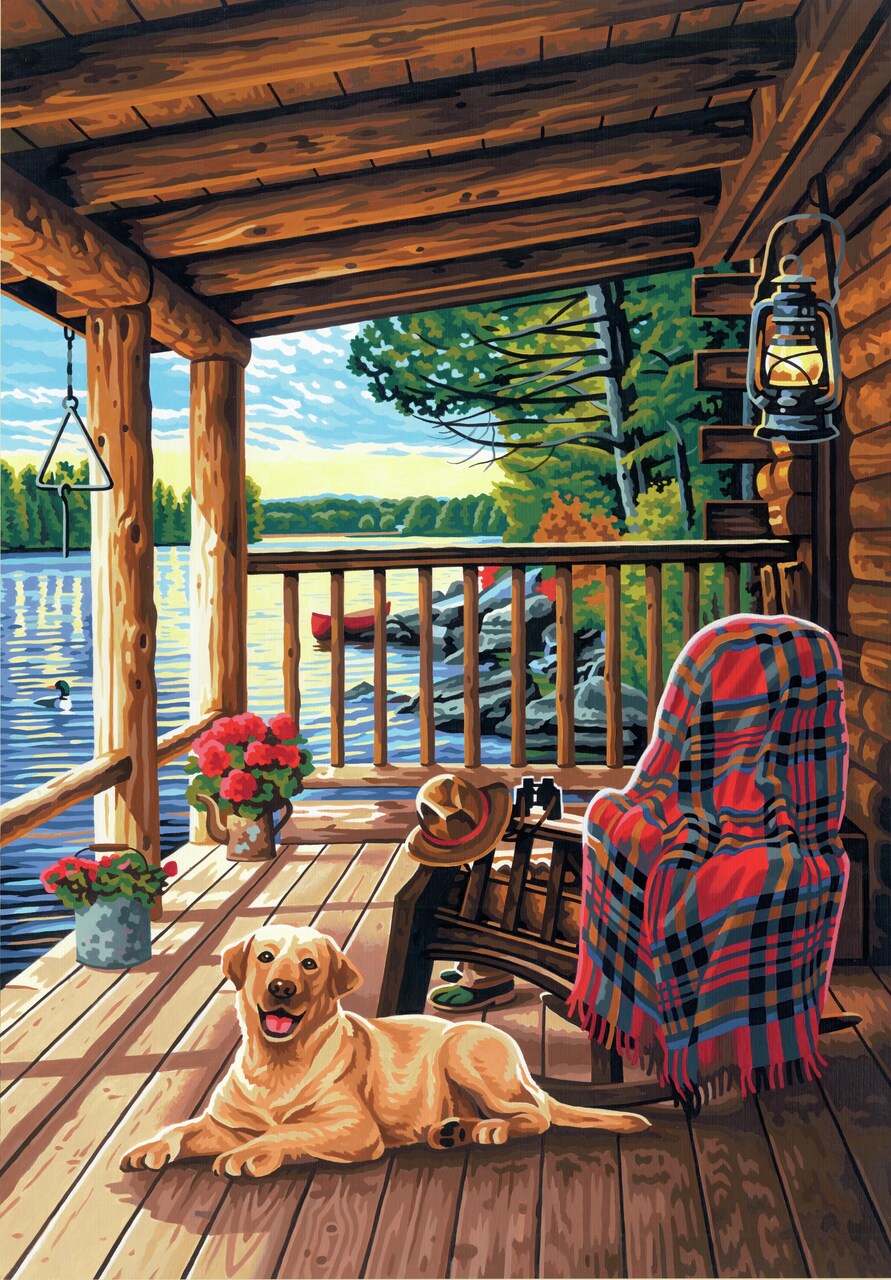 Paint Works Paint By Number Kit 14"X20"-Log Cabin Porch